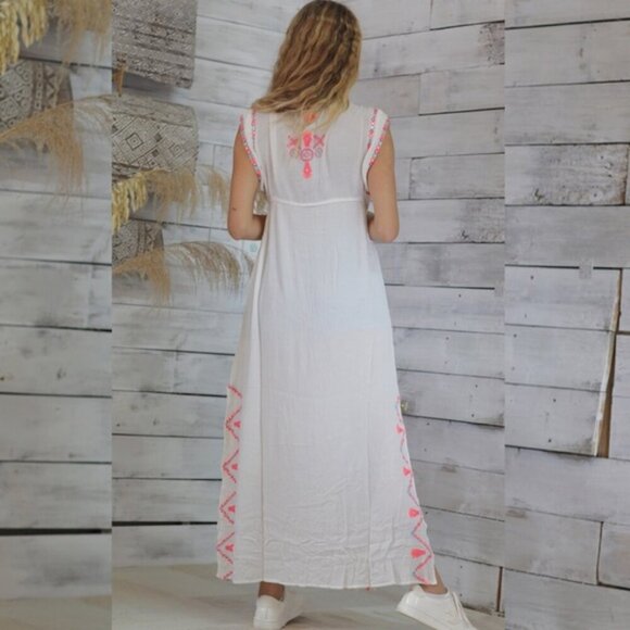 Z&L Women's Ivory Boho Duster Tassel Detail Beach Swimsuit Cover Up One Size - Picture 2 of 15